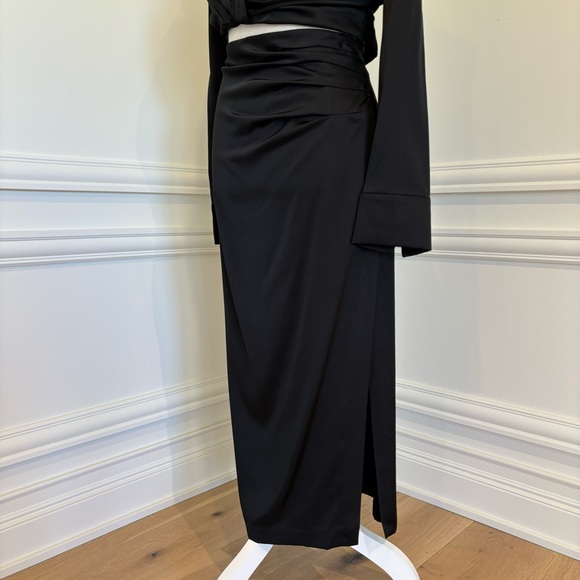 ASTR the Label Black Satin Perry Wrap Tie Perry Shirt & Skirt Set - Picture 7 of 10